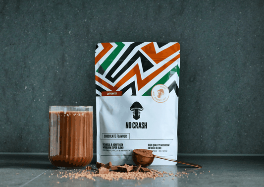 NO CRASH functional mushroom chocolate drink - the full two-layer formula